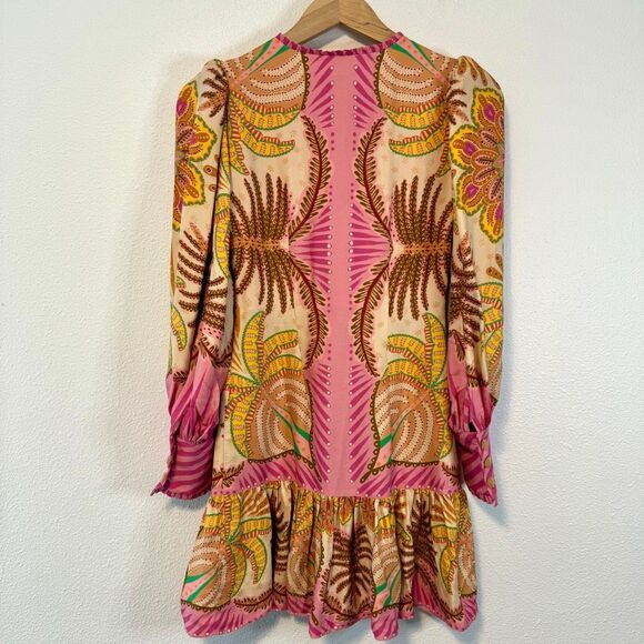 Farm Rio Palm Scarf Sand Mini Dress Size XXS - Picture 14 of 15